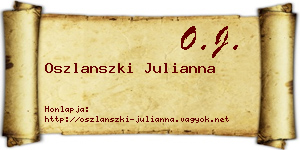 Oszlanszki Julianna névjegykártya